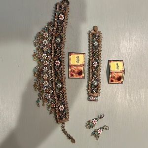 Michal Negrin Very rare set of choker necklace, bracelet, and earrings. Vintage!